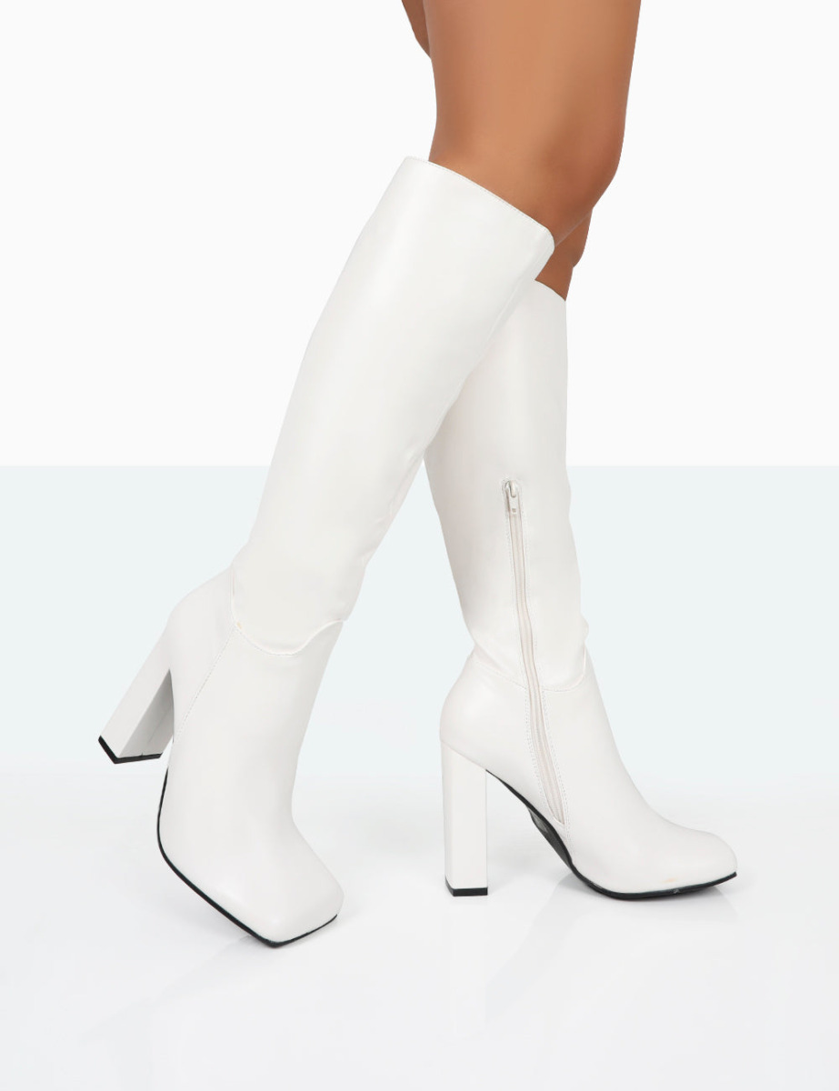 Knee High Boots Cream for Women by Public Desire GOOFASH
