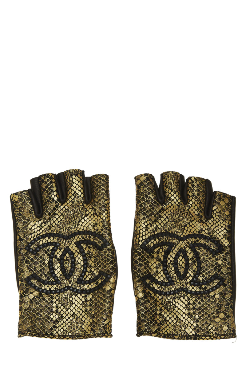 Ladies Black Fingerless Gloves - Chanel - WGACA GOOFASH