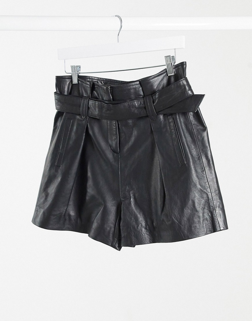 Ladies Black Leather Shorts Asos GOOFASH