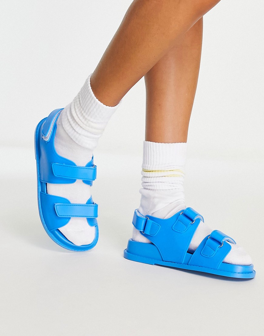 Ladies Flat Sandals in Blue Asos GOOFASH