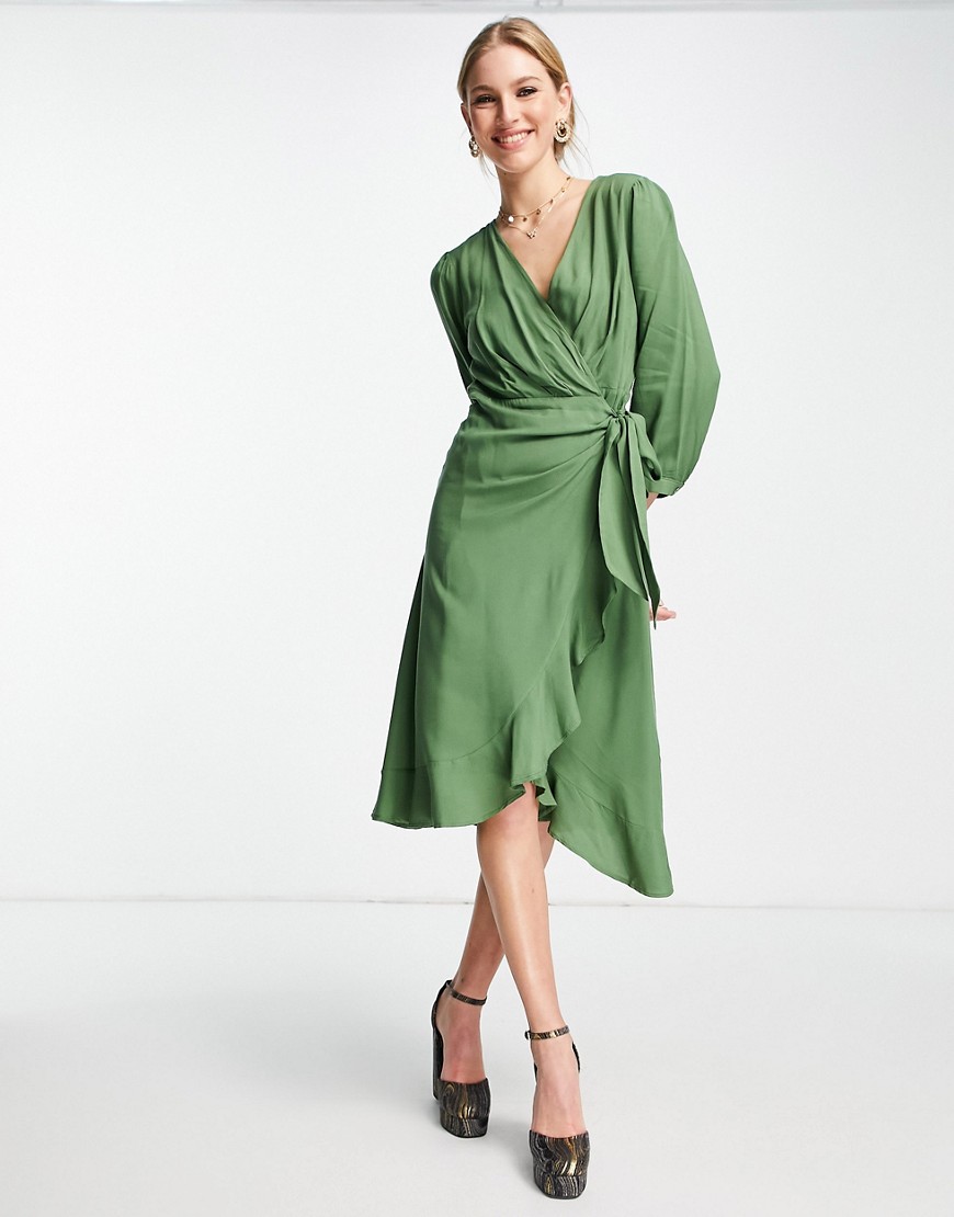 Ladies Green Wrap Dress Asos GOOFASH