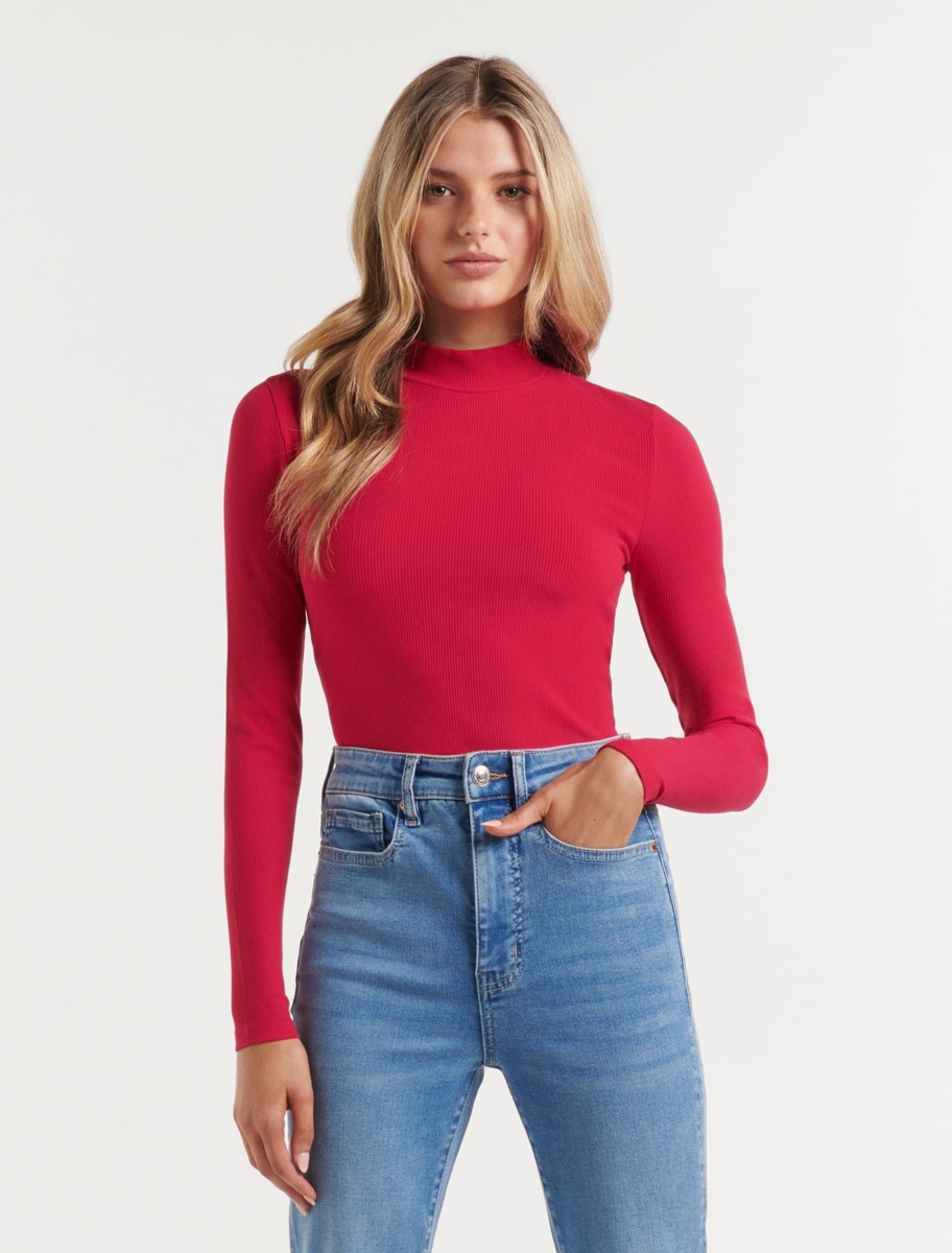 Ladies Red Long Sleeve Top Ever New GOOFASH