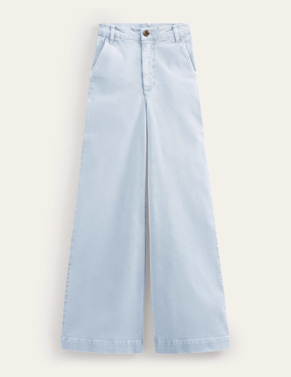 Ladies Wide Leg Trousers Blue from Boden GOOFASH
