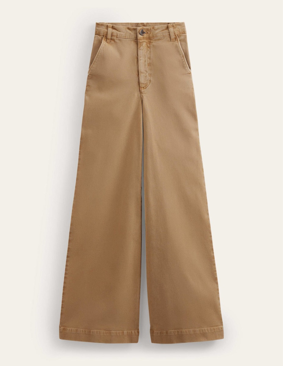 Ladies Wide Leg Trousers Brown by Boden GOOFASH