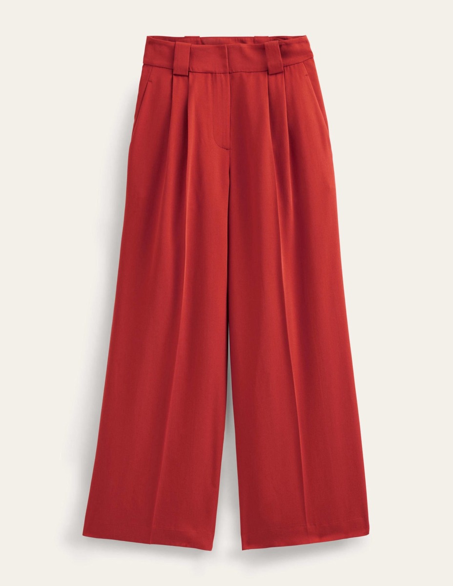 Ladies Wide Leg Trousers Red Boden GOOFASH