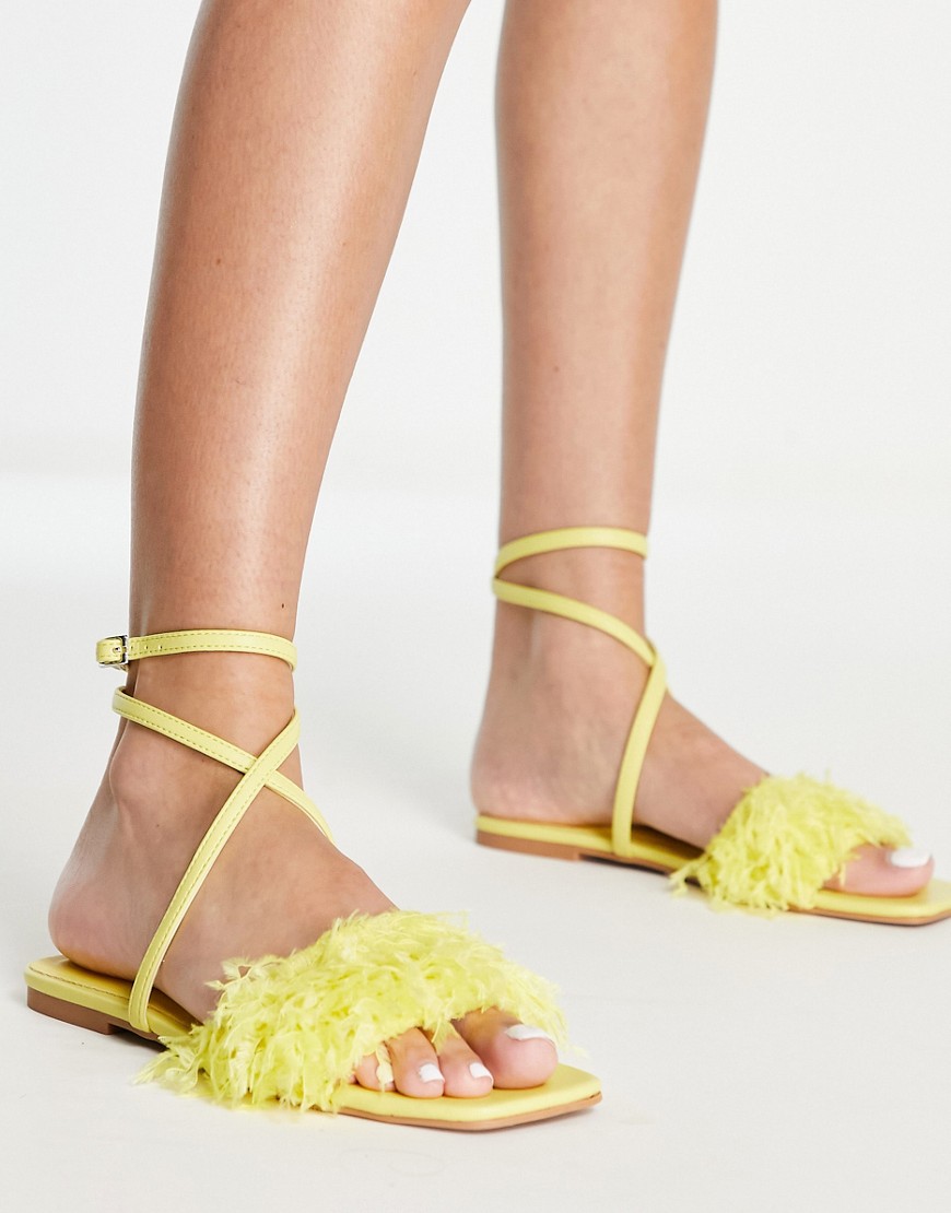 Ladies Yellow Flat Sandals by Asos GOOFASH