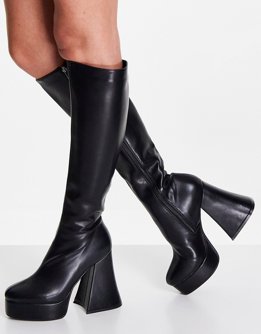 Lady Black Knee High Boots by Asos GOOFASH