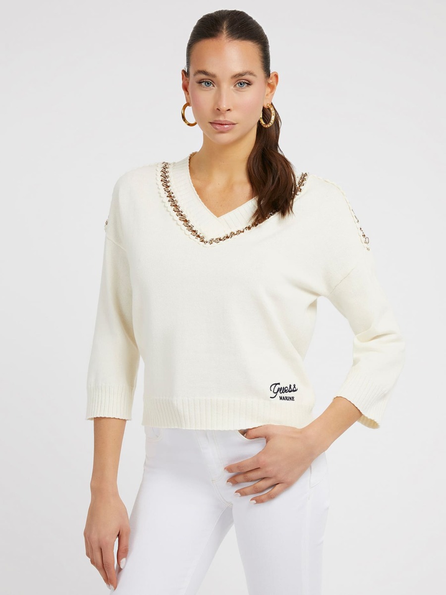 Lady Cream Sweater from Guess GOOFASH