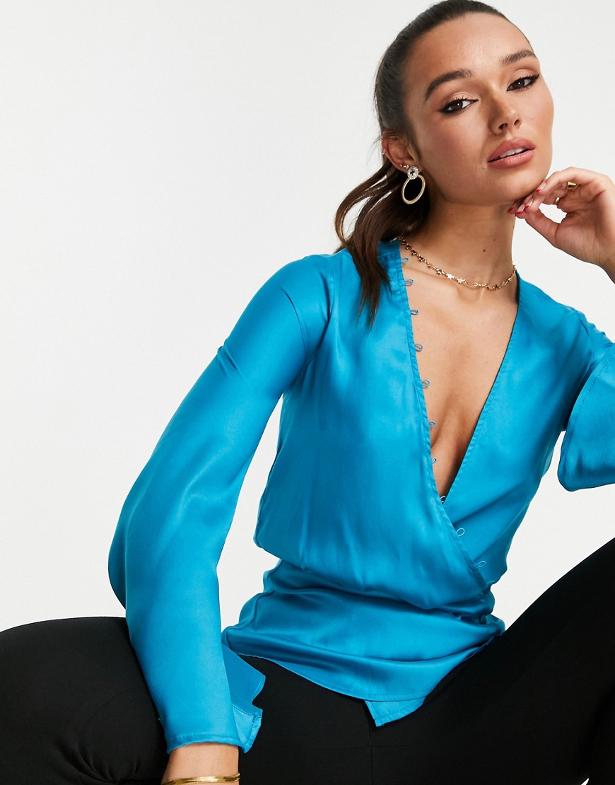 Lady Long Sleeve Top Blue by Asos GOOFASH