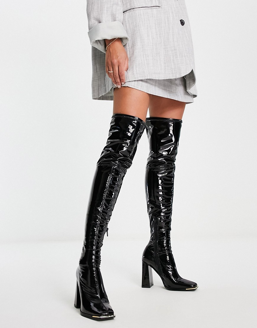 Lady Overknee Boots in Black by Asos GOOFASH