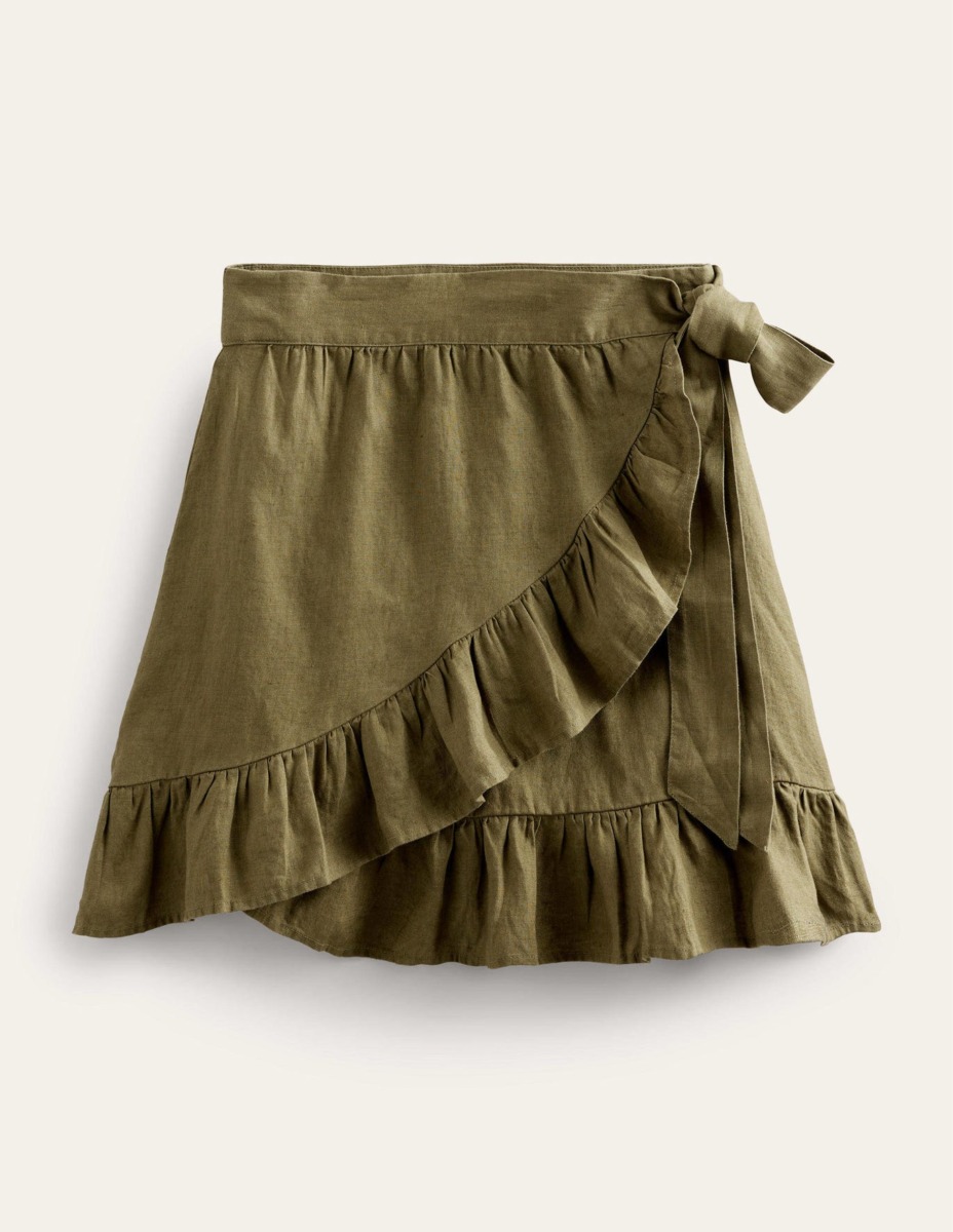 Lady Wrap Skirt in Olive - Boden GOOFASH