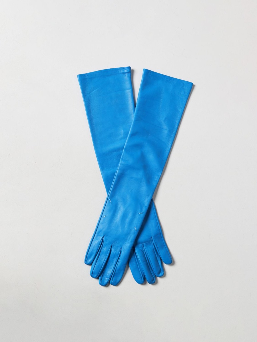 Maison Margiela - Gloves - Blue - Giglio - Woman GOOFASH