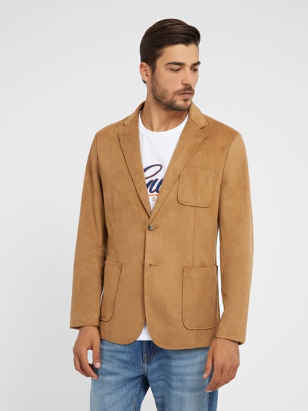 Man Blazer in Brown by Guess GOOFASH