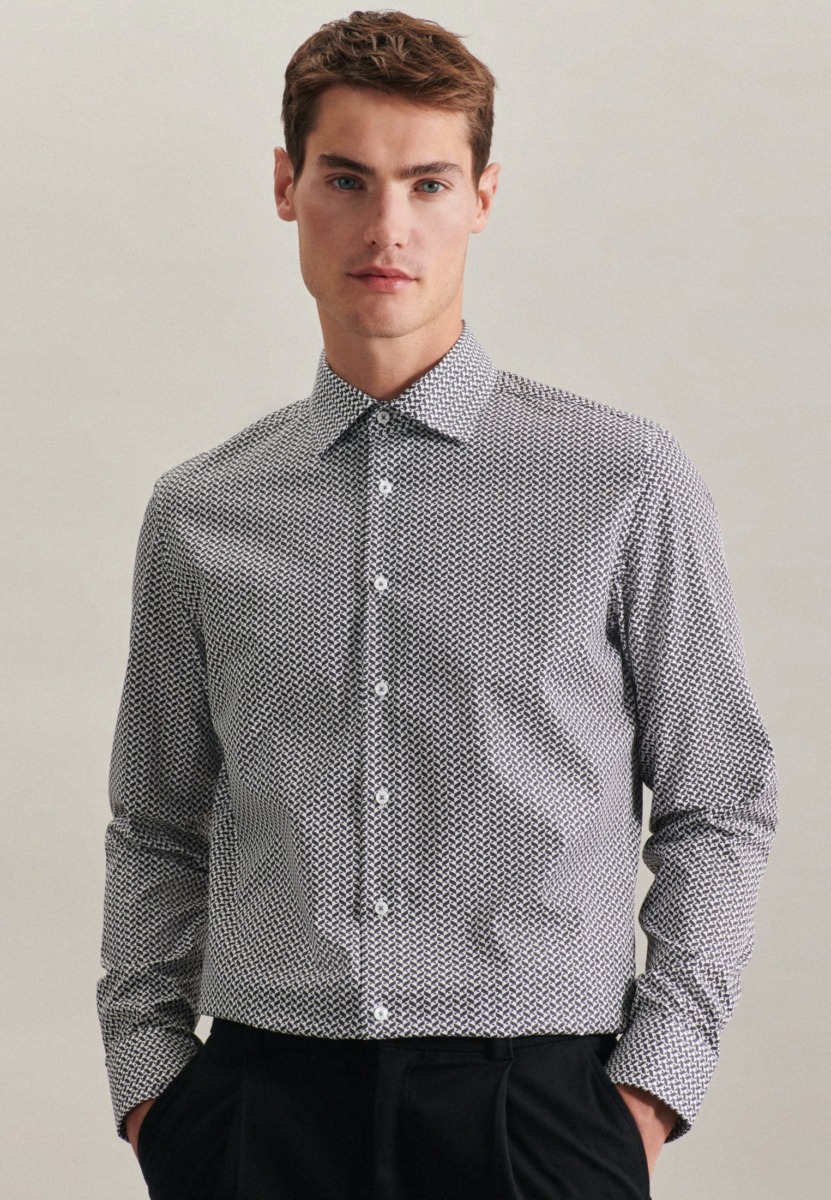 Man Grey Business Shirt - Seidensticker GOOFASH