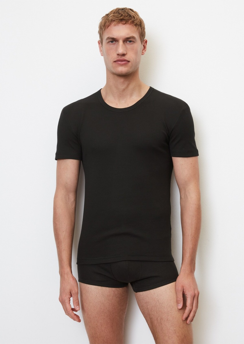 Men Marc O Polo Black Geribd Lounge T-Shirt Mens T-SHIRTS GOOFASH