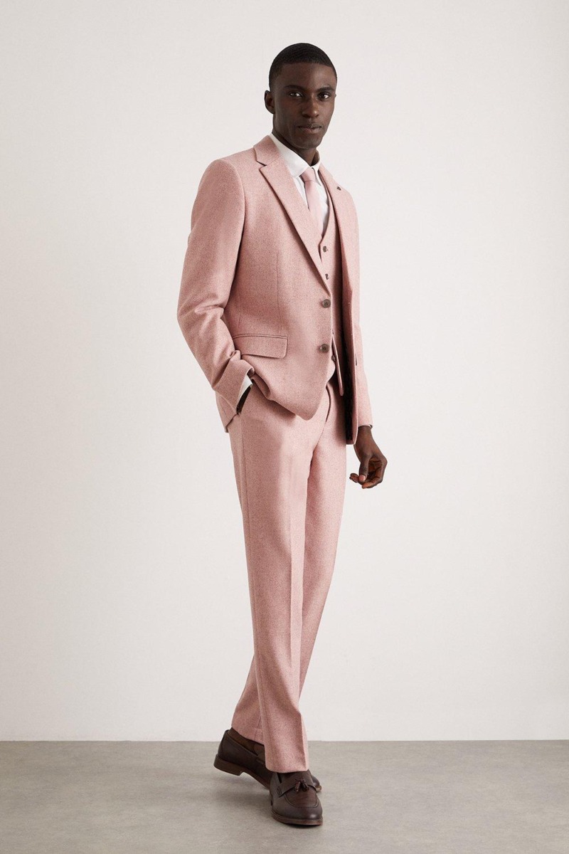 Men Pink Suit Trousers Burton GOOFASH