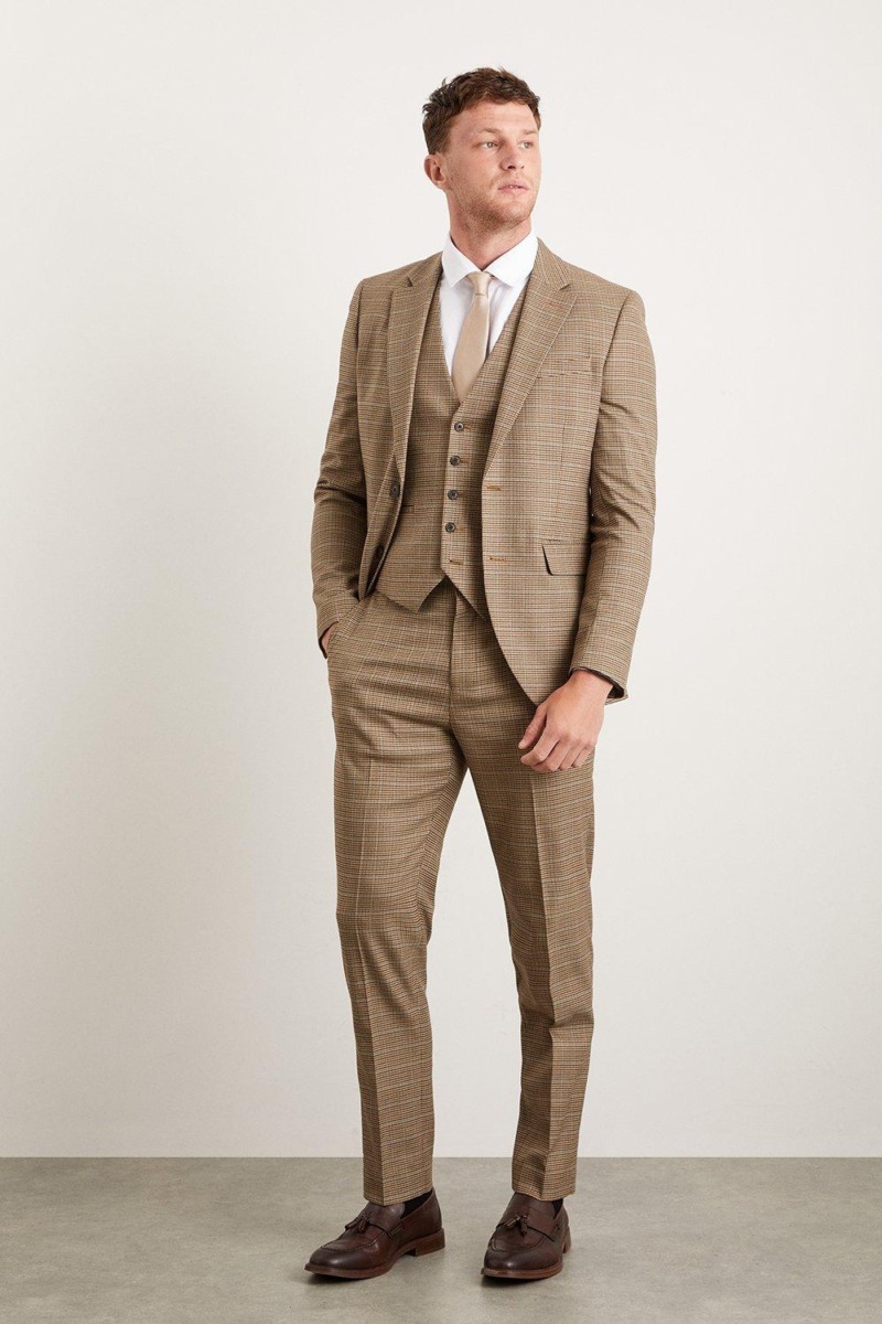 Men Suit Trousers - Ivory - Burton GOOFASH