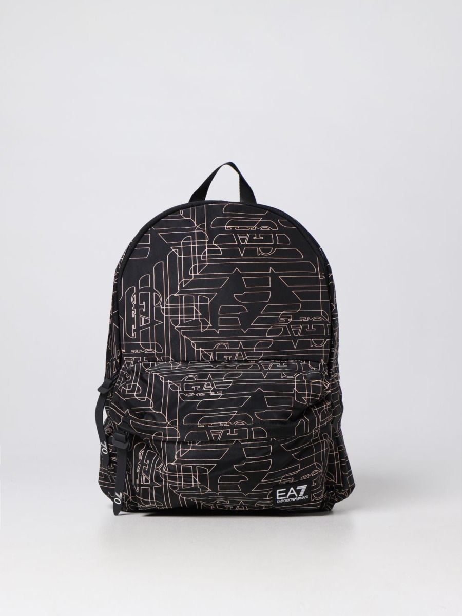 Mens Black Backpack Giglio - EA7 GOOFASH