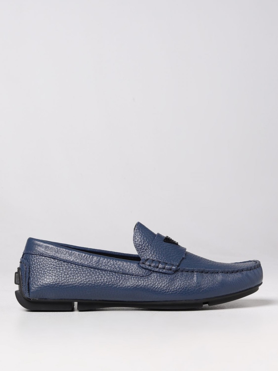 Men's Loafers - Blue - Giglio - Armani GOOFASH