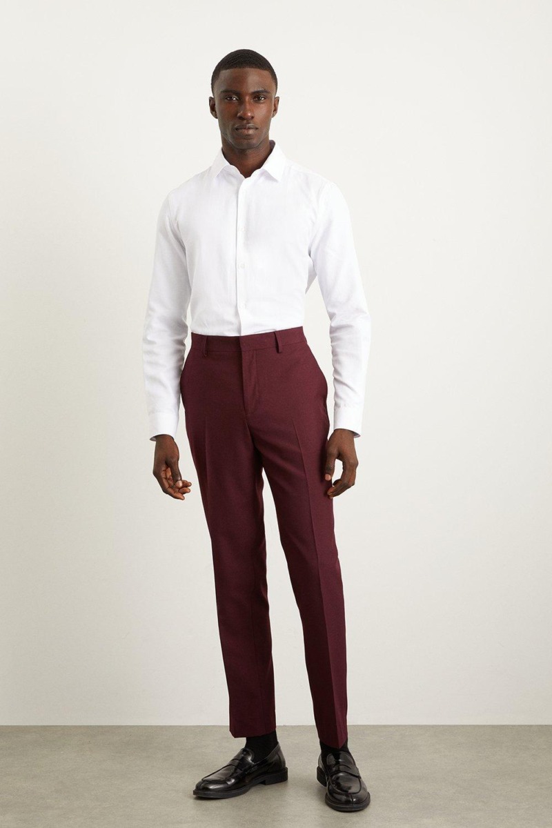 Mens Suit Trousers Burgundy Burton GOOFASH