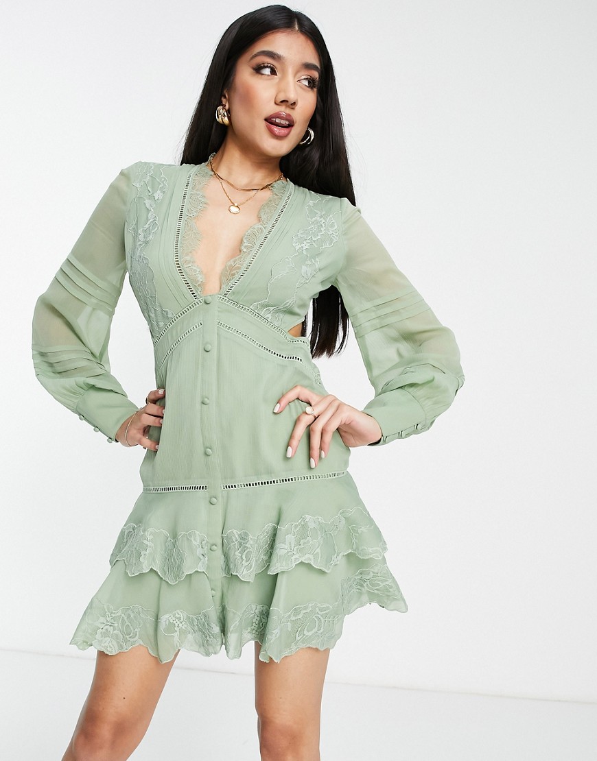Mini Dress Green - Asos Ladies GOOFASH