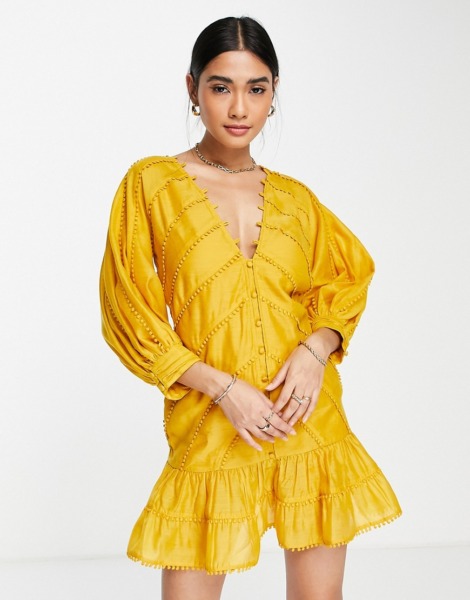 Mini Dress in Yellow Asos Woman GOOFASH