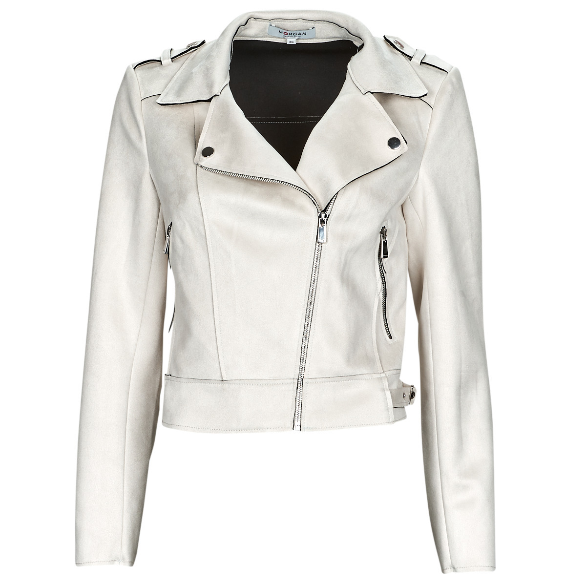 Morgan - Woman Leather Jacket in Beige from Spartoo GOOFASH