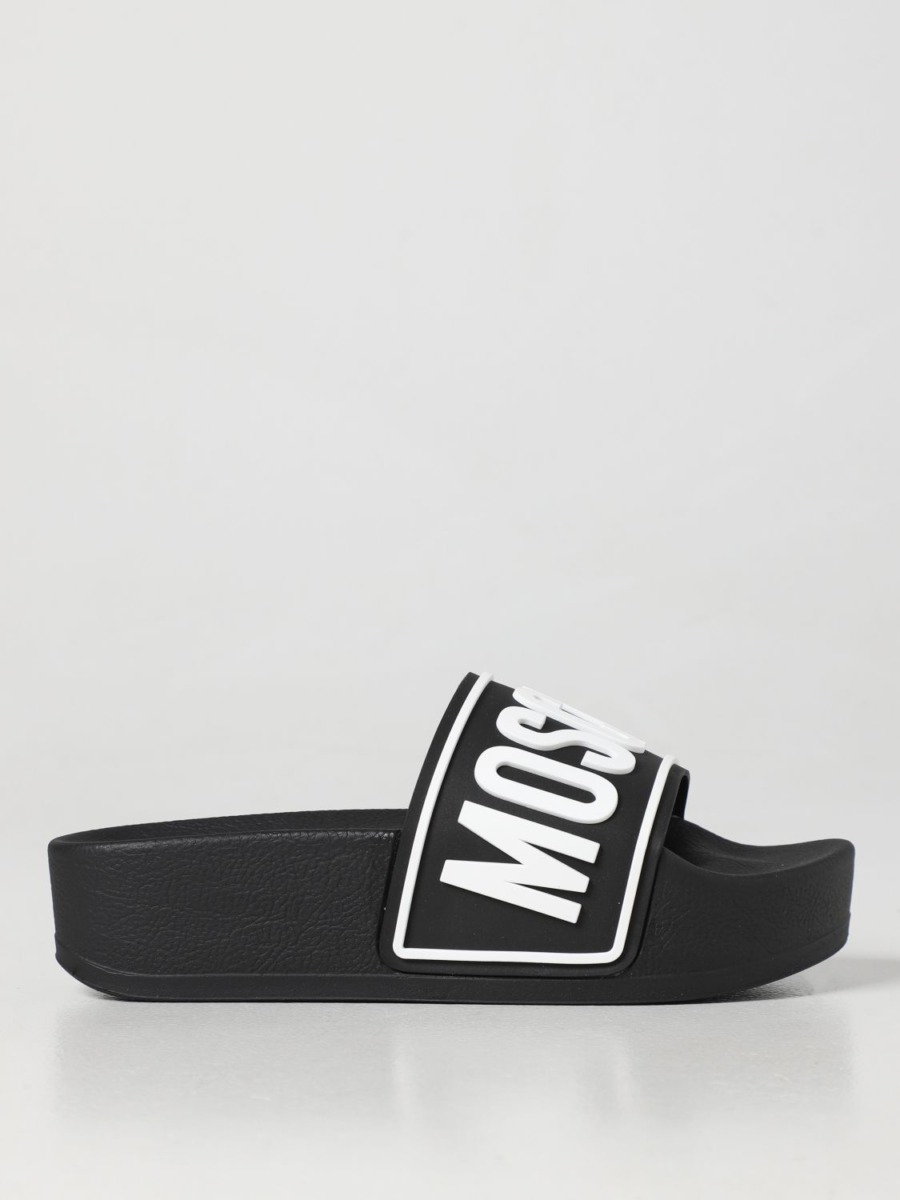 Moschino Black Flat Sandals for Women at Giglio GOOFASH