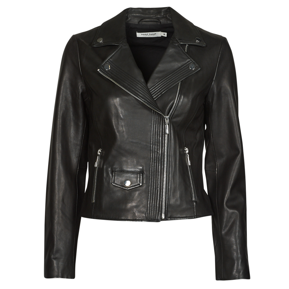 Naf Naf - Black - Leather Jacket - Spartoo - Woman GOOFASH