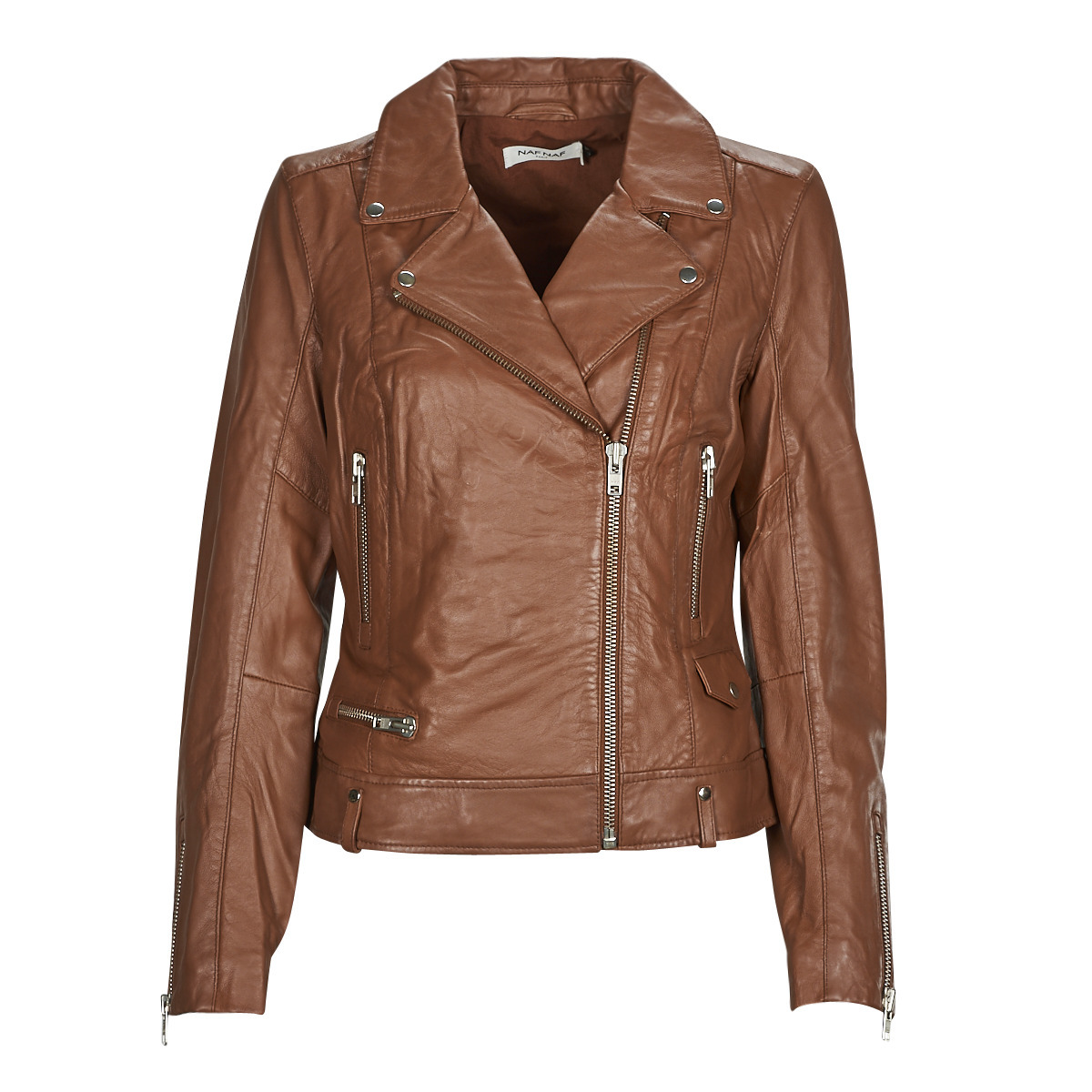 Naf Naf - Brown - Leather Jacket - Spartoo - Women GOOFASH