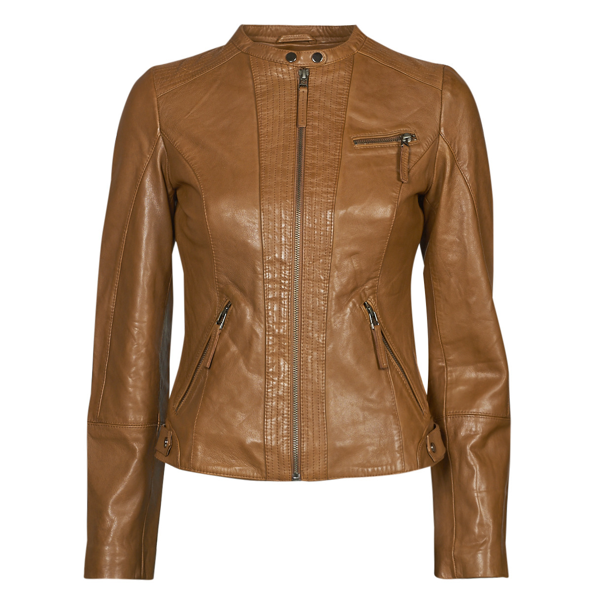Naf Naf - Leather Jacket - Brown - Spartoo - Woman GOOFASH
