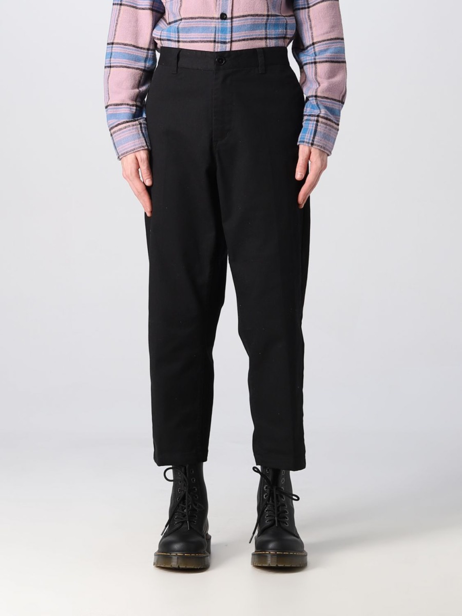 Obey Man Trousers in Black at Giglio GOOFASH