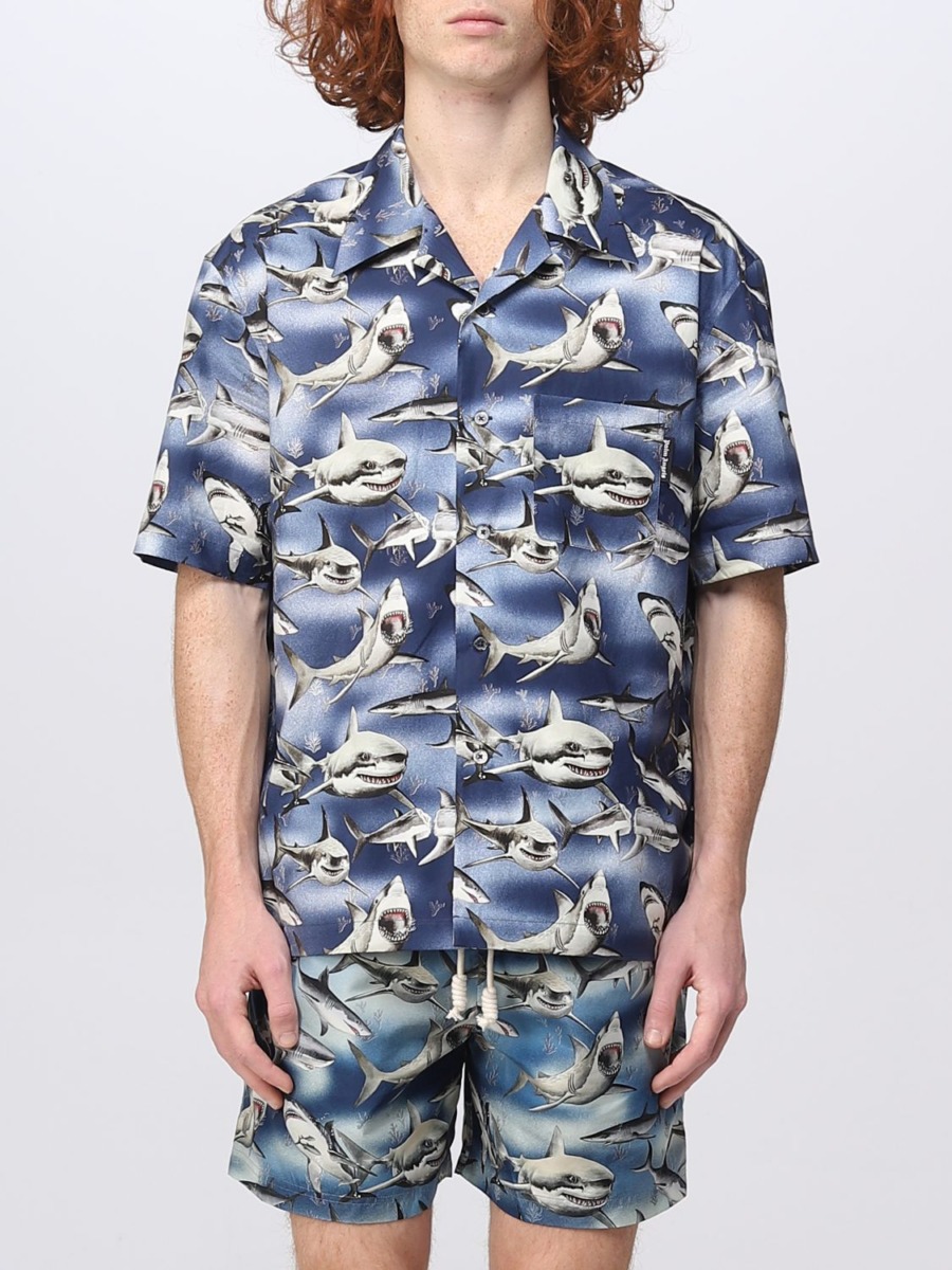 Palm Angels - Blue Shirt from Giglio GOOFASH