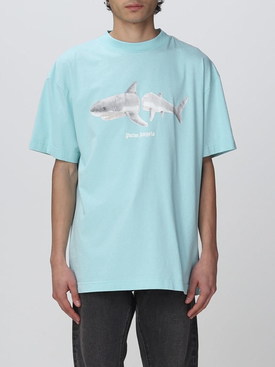 Palm Angels - Blue T-Shirt by Giglio GOOFASH