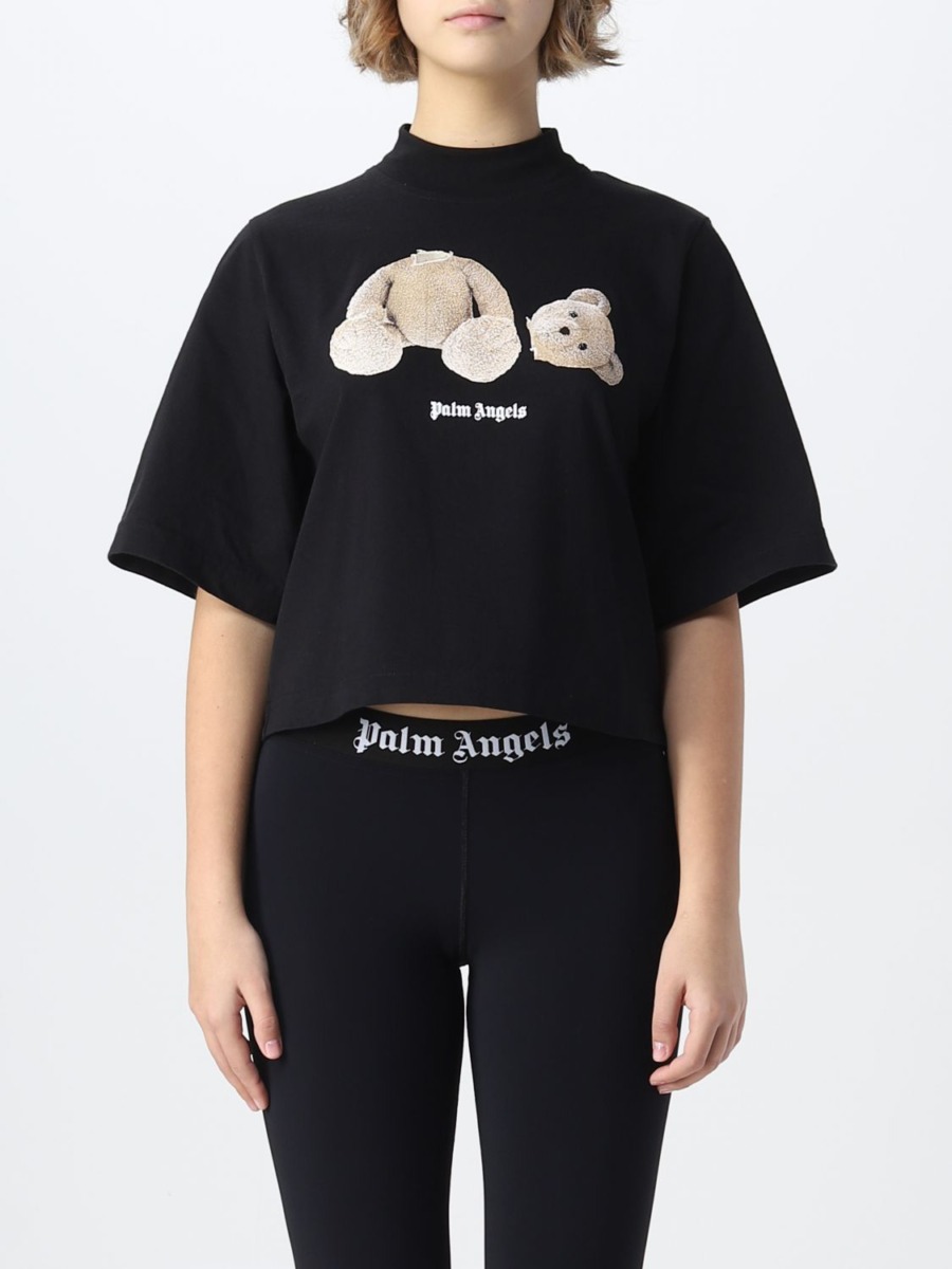 Palm Angels Women's Black T-Shirt by Giglio GOOFASH