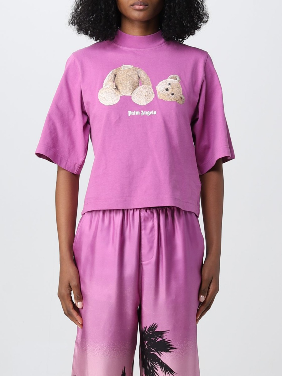 Palm Angels Women's Purple T-Shirt from Giglio GOOFASH