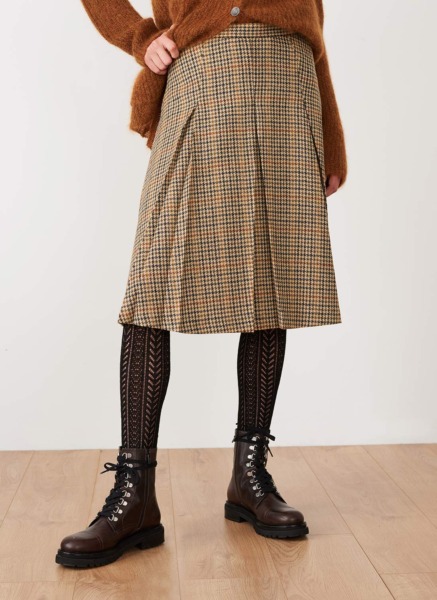Pleated Skirt Brown Brora Ladies GOOFASH