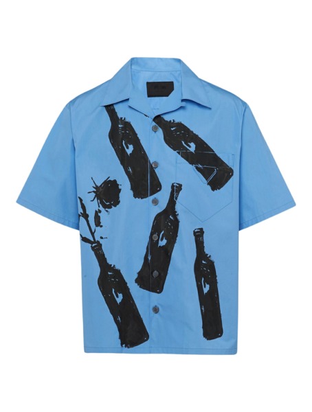 Prada - Mens Short Sleeve Shirt Blue from Suitnegozi GOOFASH
