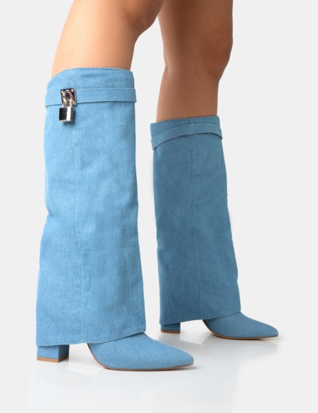 Public Desire - Lady Blue Knee High Boots GOOFASH