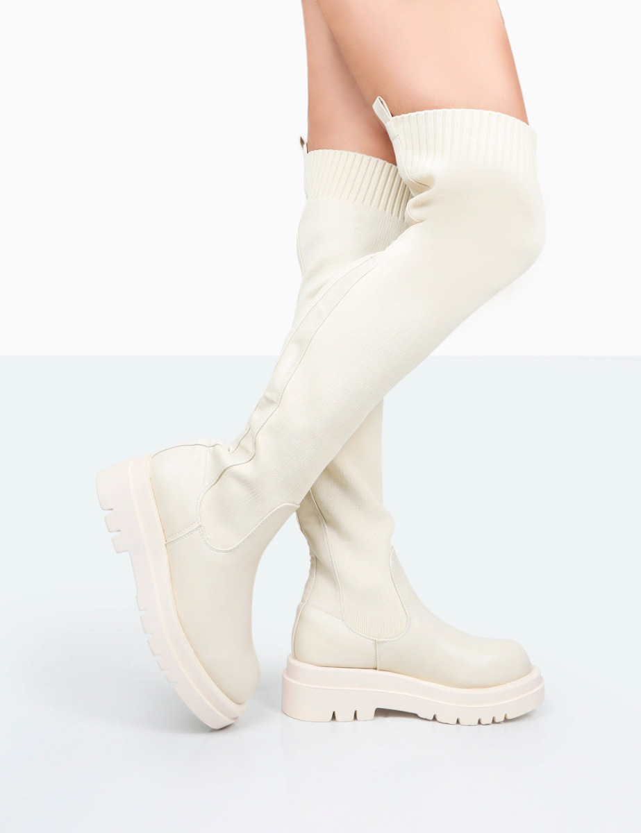 Public Desire - Woman Boots in Cream GOOFASH