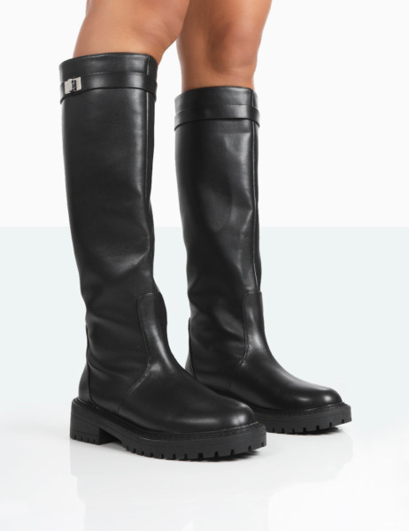 Public Desire - Women's Black Knee High Boots GOOFASH