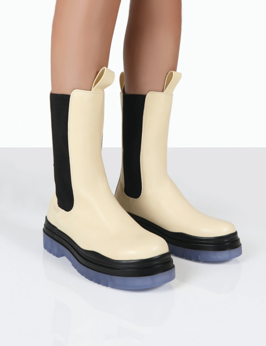 Public Desire - Women's Chelsea Boots - Cream GOOFASH