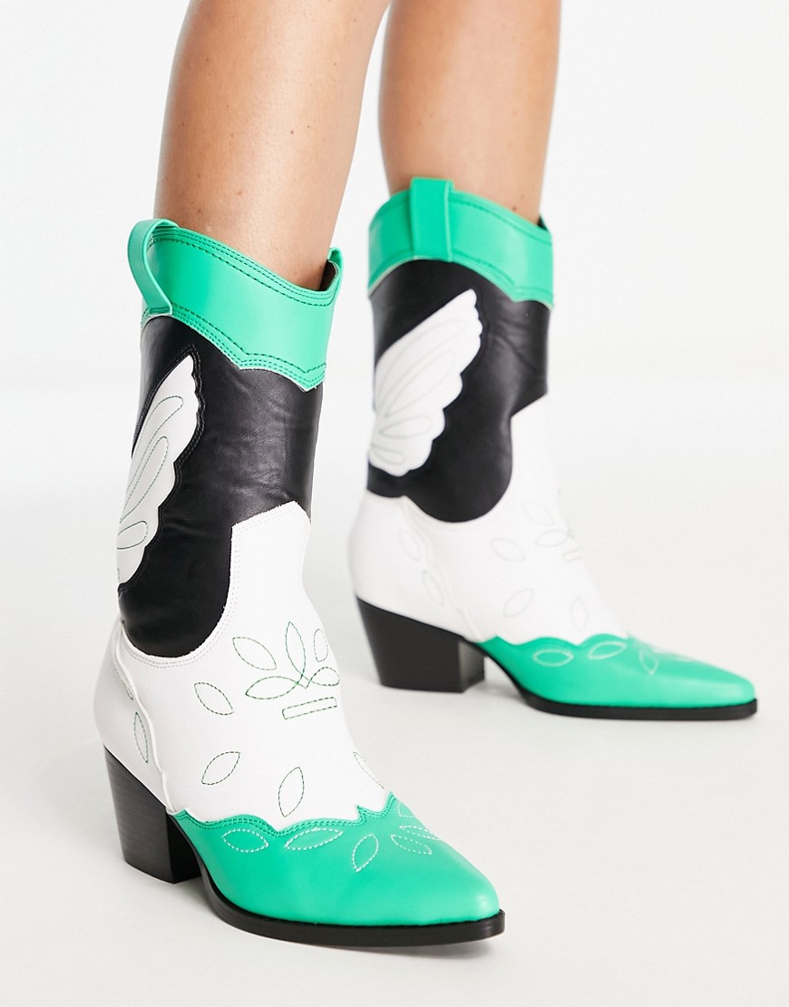 Public desire Lady Boots in Green by Asos GOOFASH