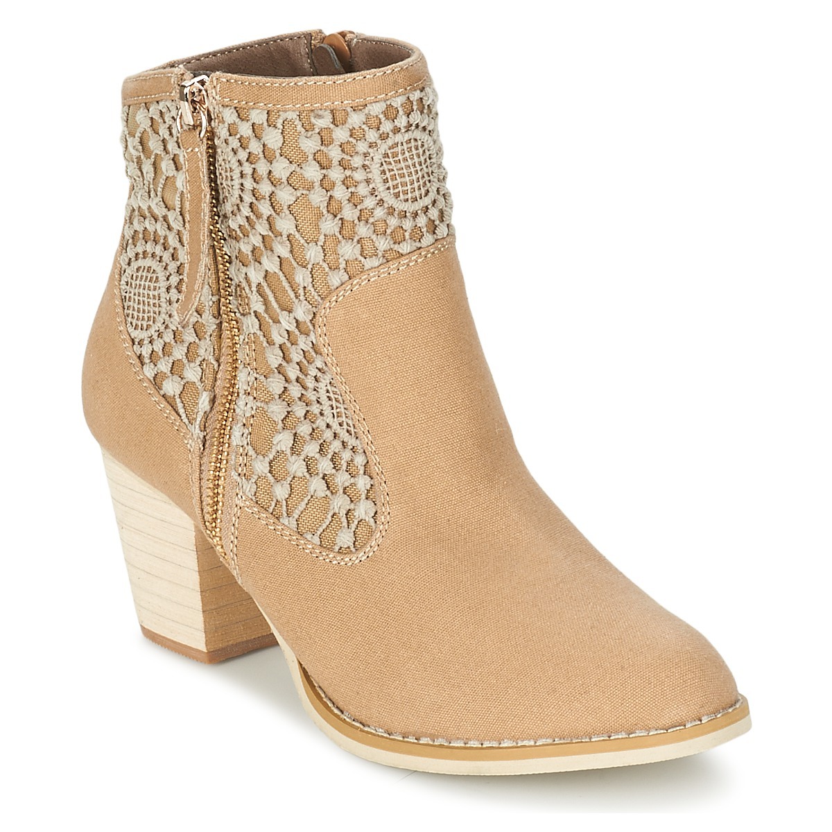 Spartoo Lady Ankle Boots Beige from Moony Mood GOOFASH