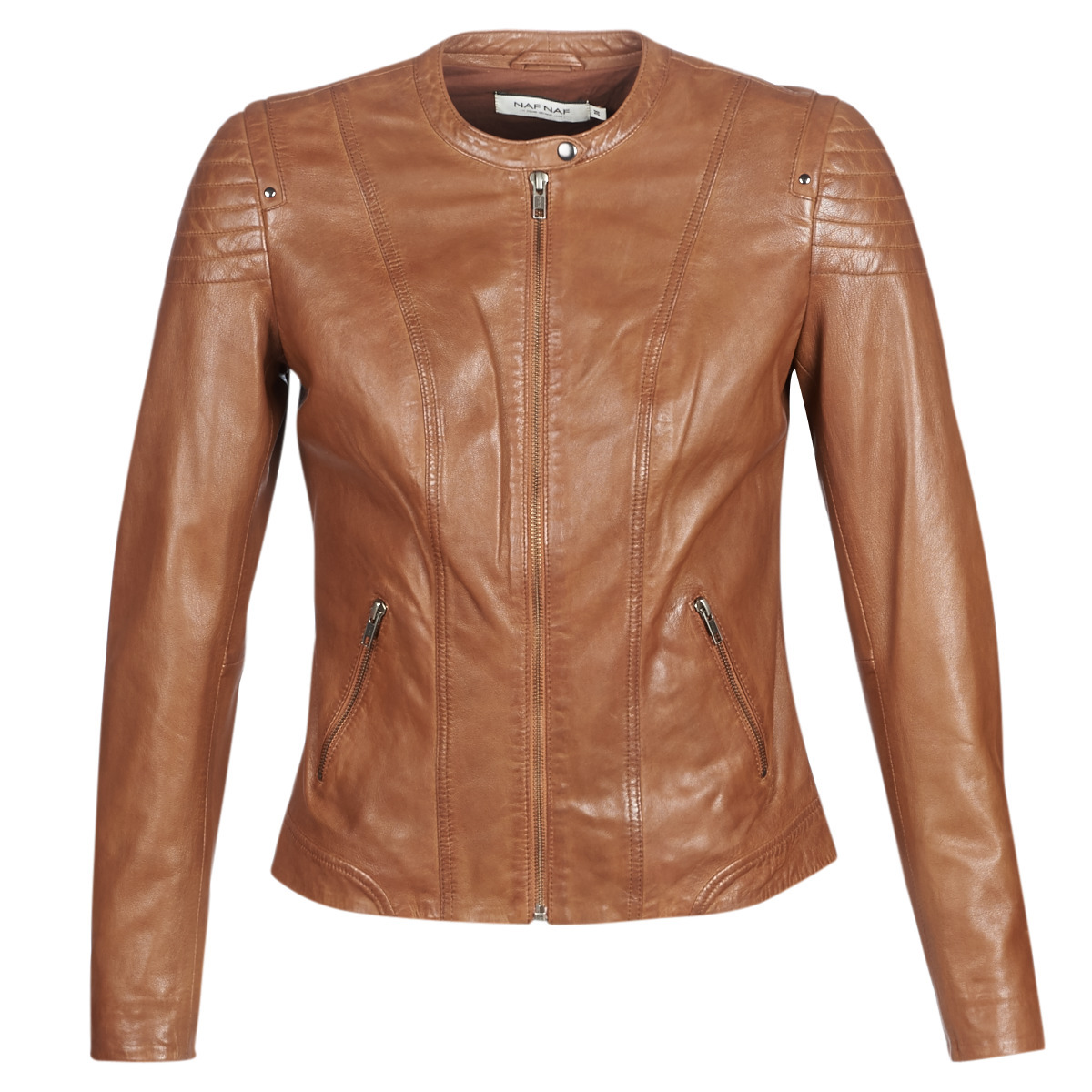 Spartoo - Woman Leather Jacket in Brown by Naf Naf GOOFASH