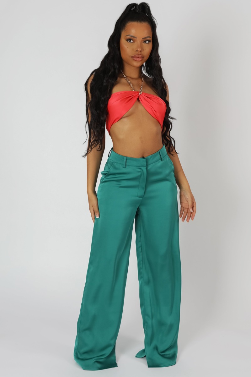 Tailored Trousers in Green for Woman from Public Desire GOOFASH