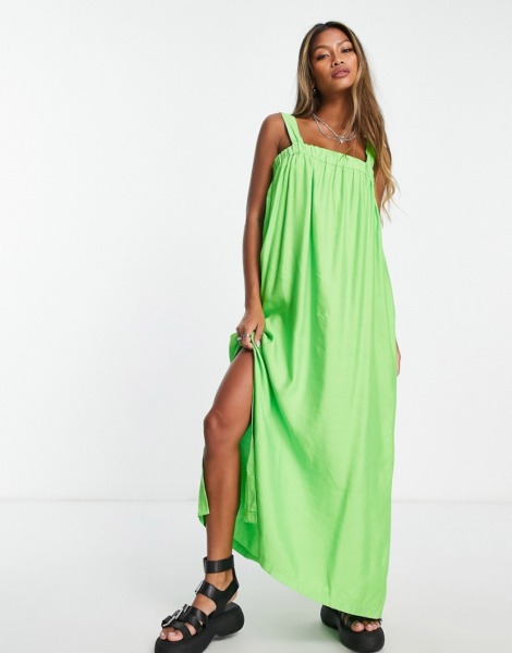 Topshop Women's Midi Dress Green Asos GOOFASH