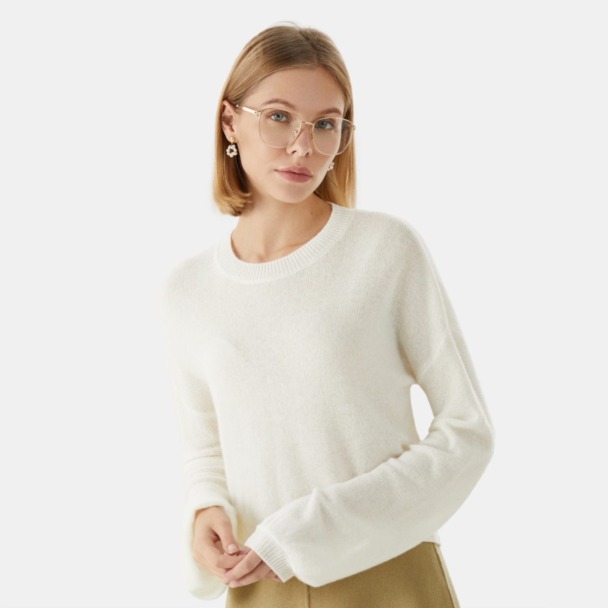 Vivaia Cream Sweater Woman GOOFASH