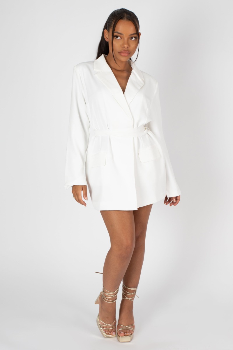 White Belted Blazer for Women by Public Desire GOOFASH