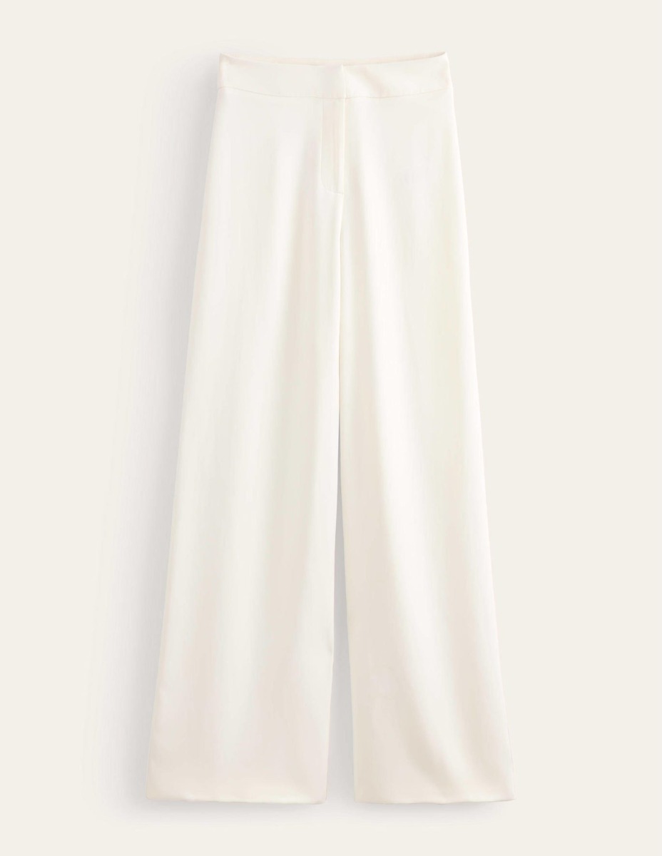 Wide Leg Trousers Ivory from Boden GOOFASH